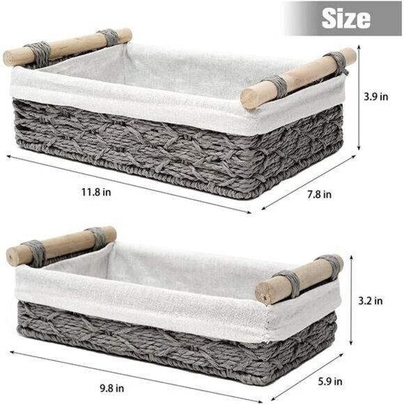 Storage Basket Wicker Baskets for Organizing Storage Bins for Countertop Toilet - Picture 7 of 8